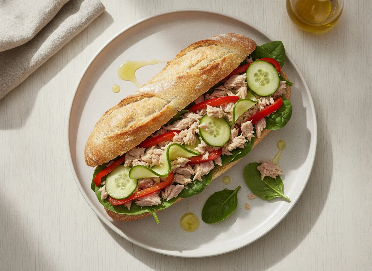 Baguette de atún con vegetales photo