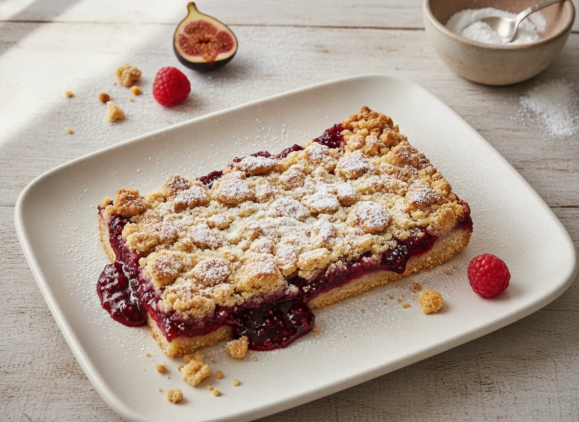 Barra de crumble con mermelada photo