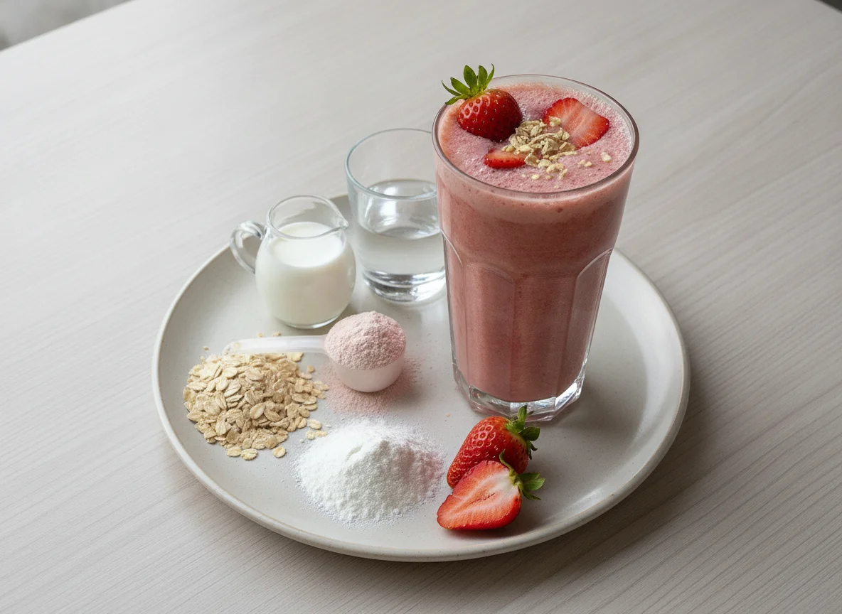 Batido de avena y fresa con proteína photo
