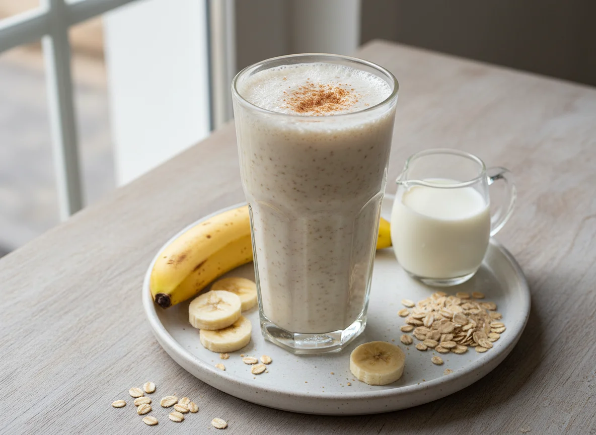 Batido de avena y plátano photo