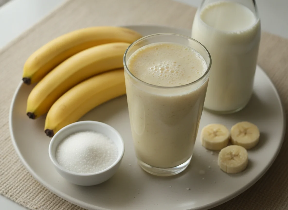 Batido de banano con leche photo