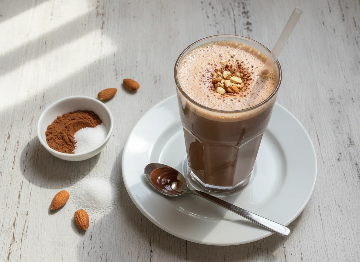 Batido de chocolate con leche de almendras photo