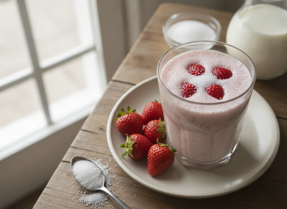 Batido de fresa con leche photo