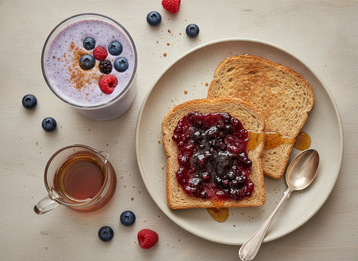 Batido de frutas con tostada photo