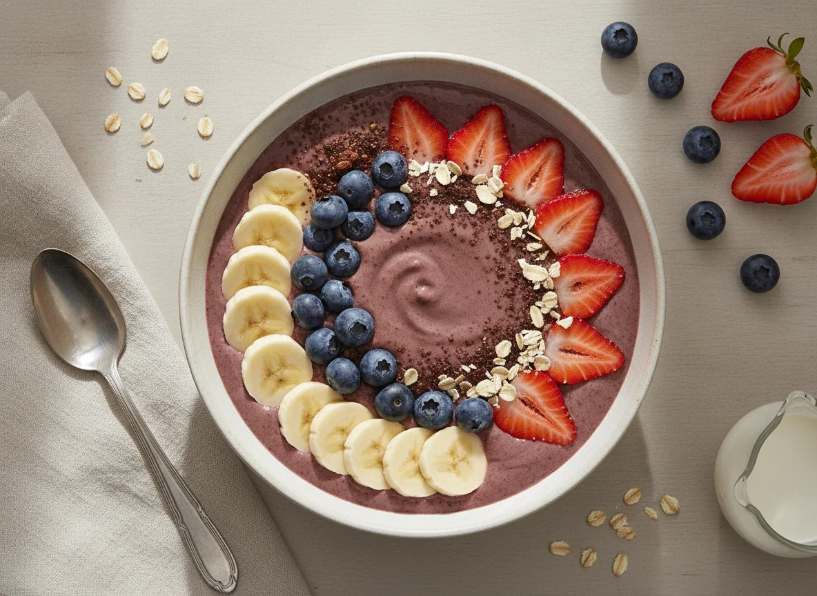 Batido de frutas y avena photo