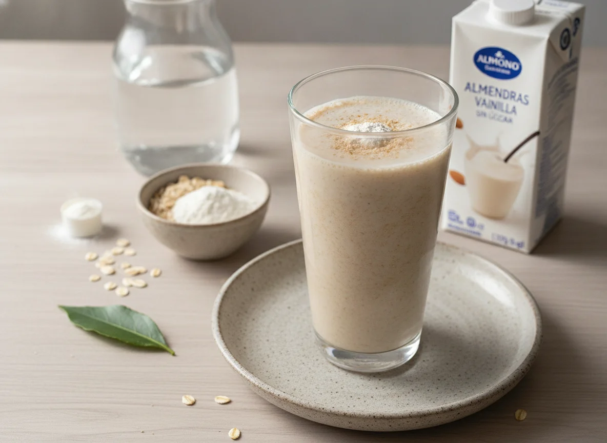 Batido de proteína con avena y leche de almendras photo