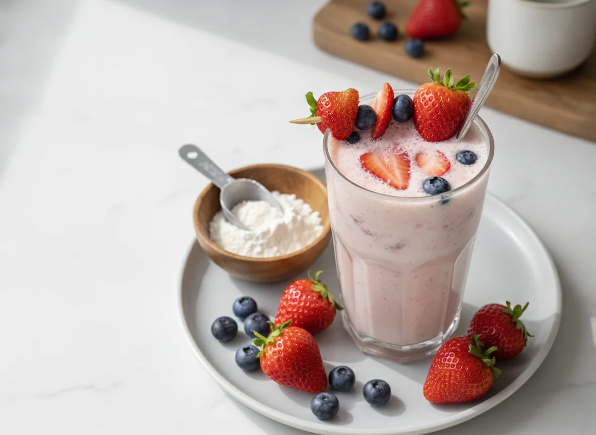 Batido de proteínas con frutas photo