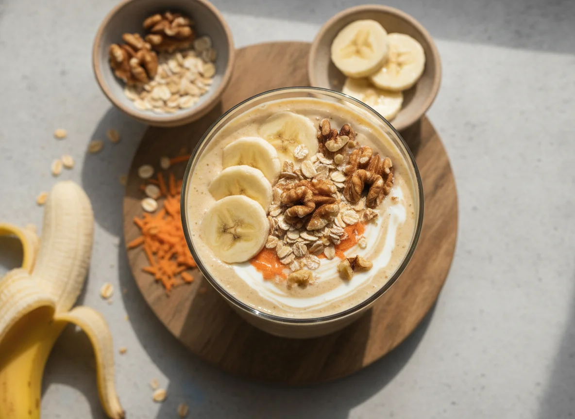 Batido de soja, plátano y avena photo