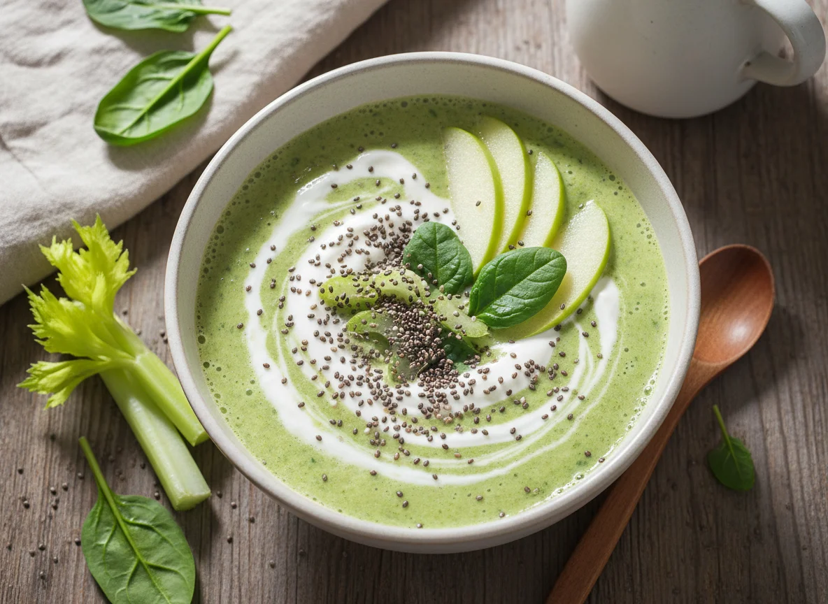 Batido verde con chía y yogur photo