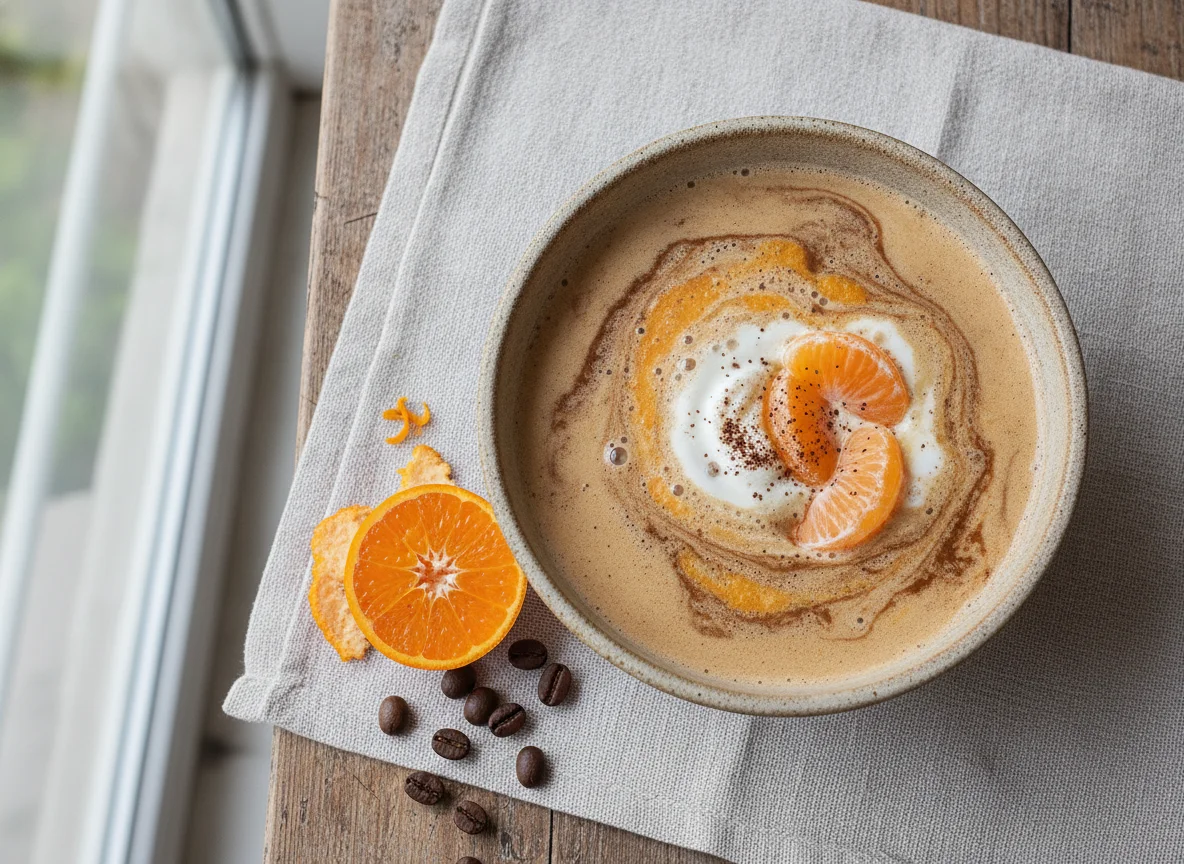 Bebida con leche y mandarina photo
