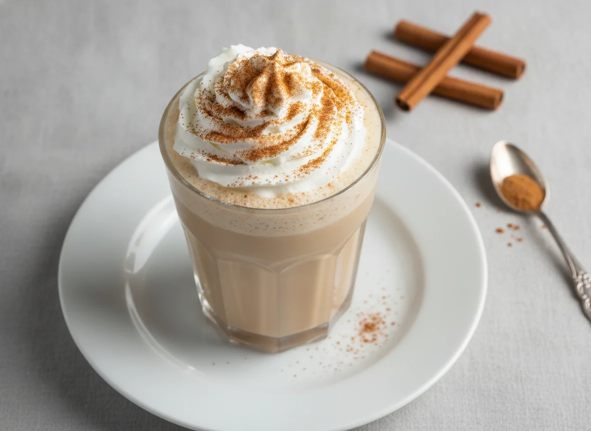 Bebida fría con nata montada y canela photo