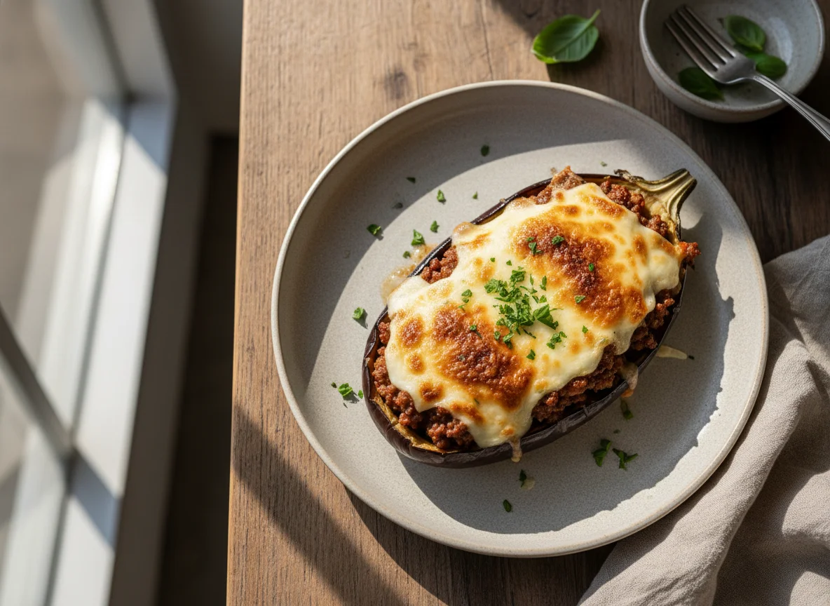 Berenjena rellena gratinada photo