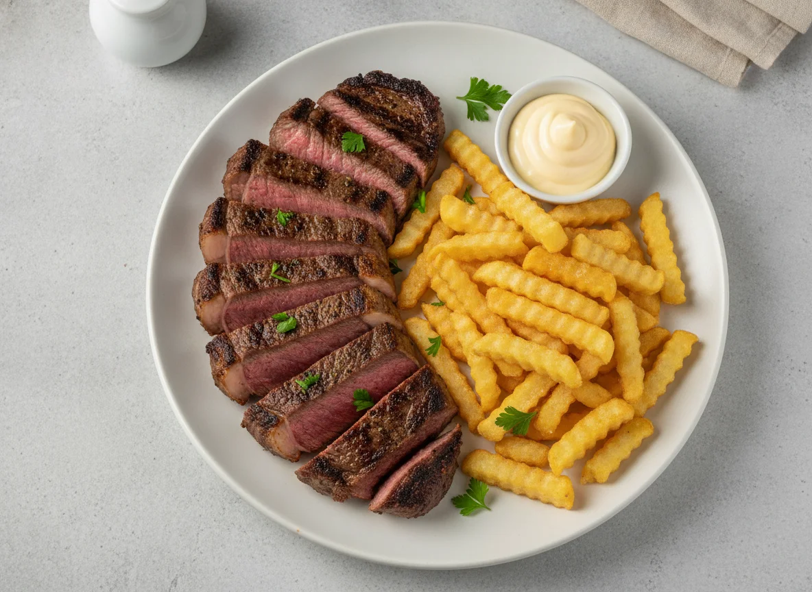 Bife con papas fritas photo