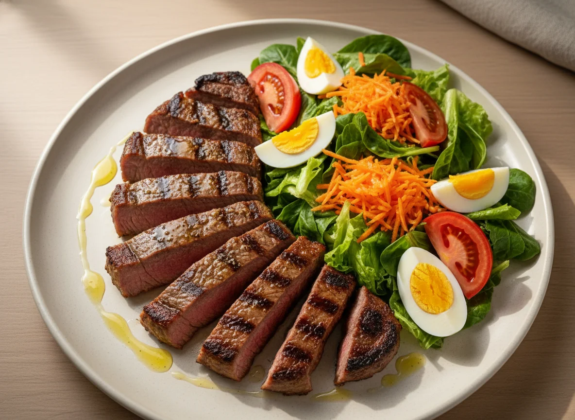 Bife de chorizo con ensalada photo