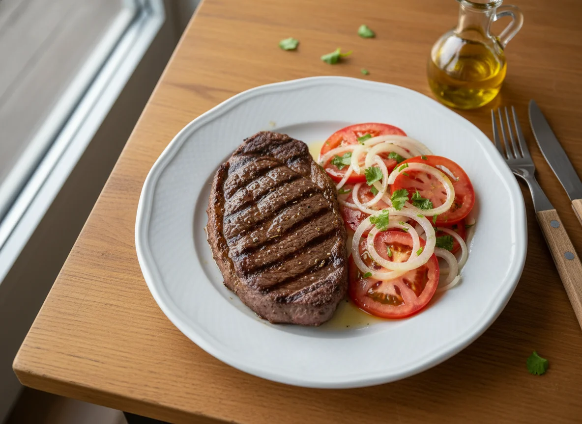 Bistec con ensalada chilena photo