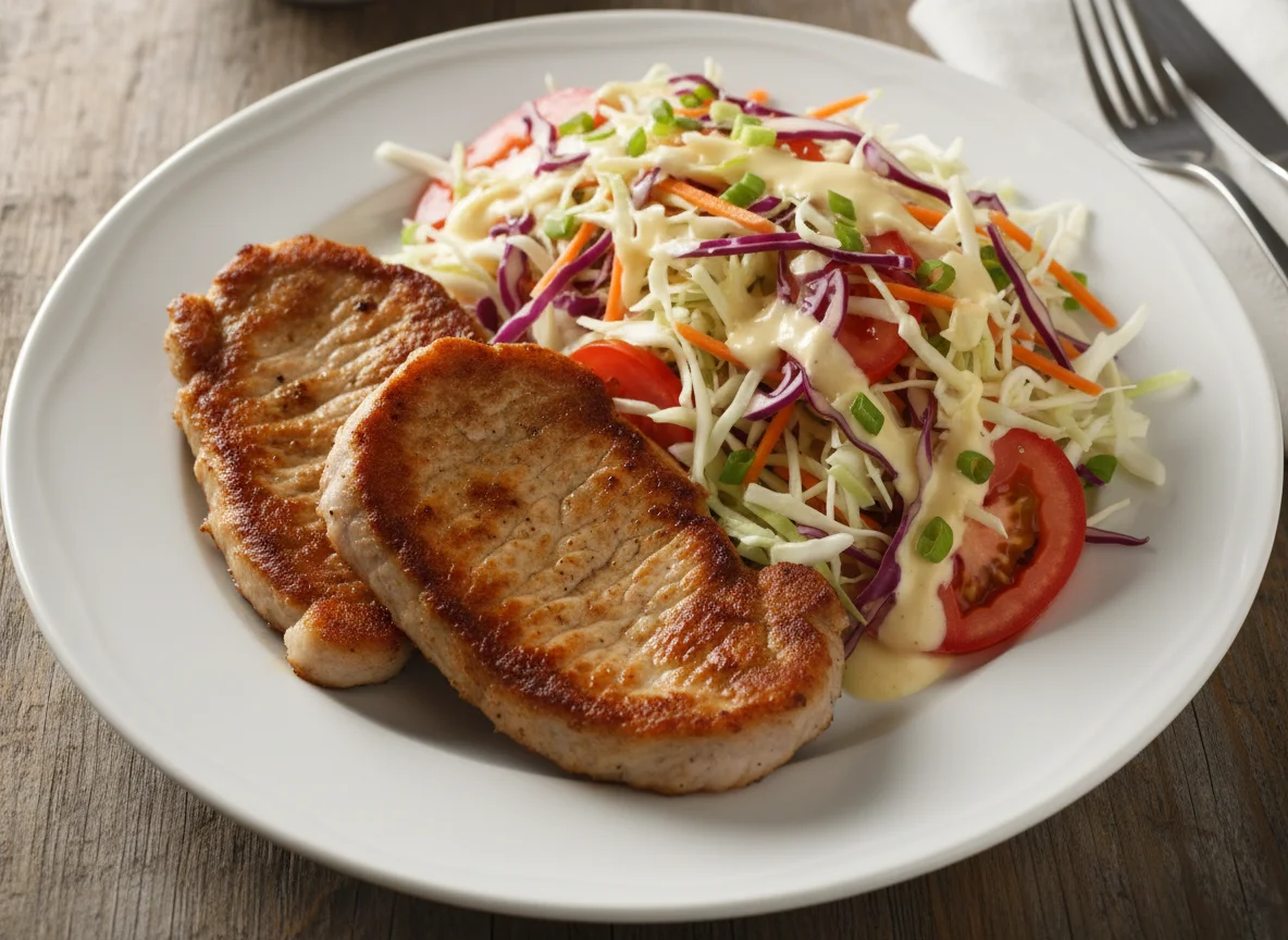 Bistec con ensalada de repollo photo