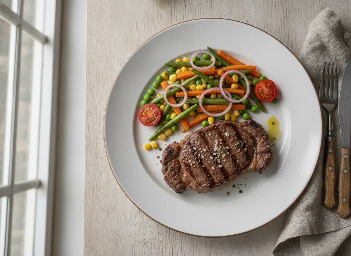 Bistec con ensalada de verduras mixtas photo