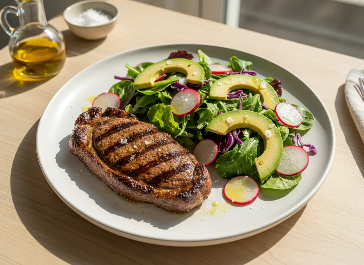 Bistec con ensalada fresca photo
