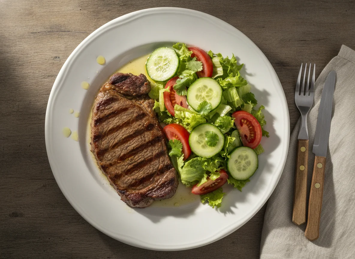 Bistec con ensalada mixta photo