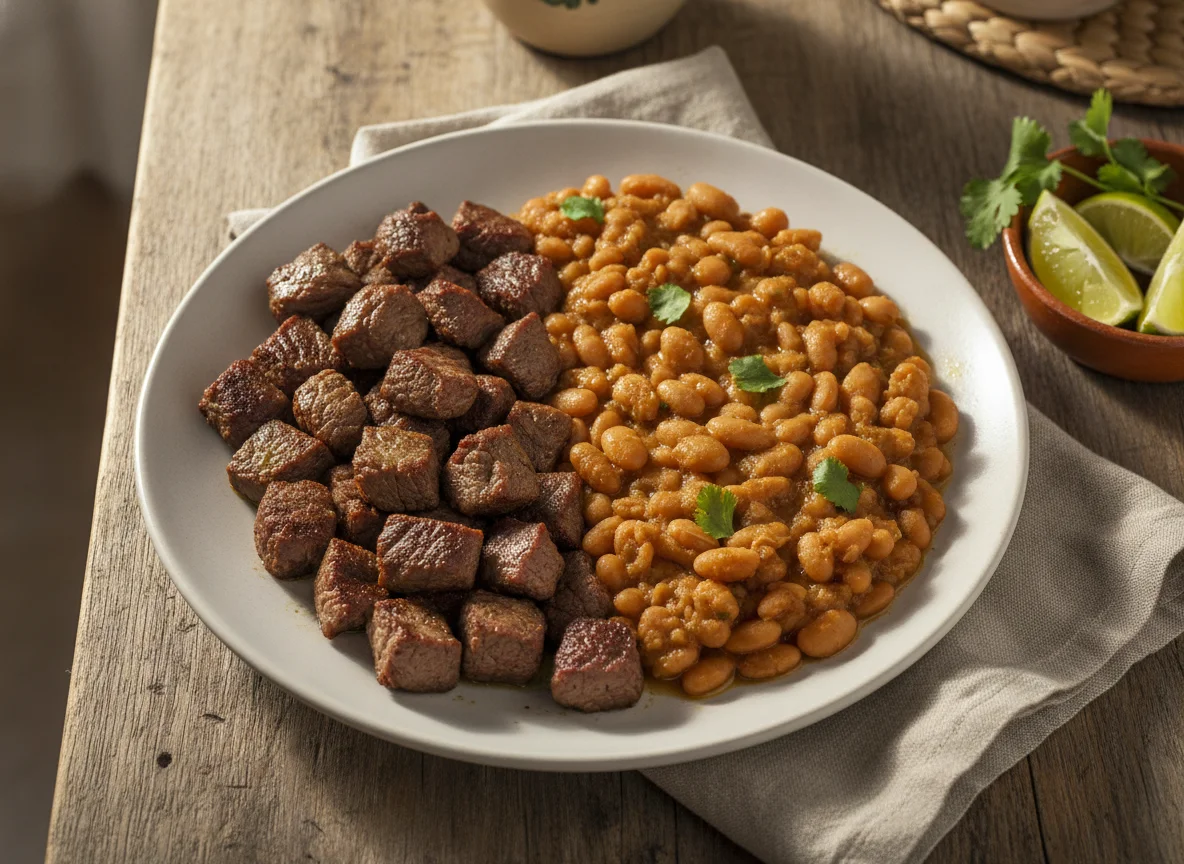 Bistec con frijoles bayos photo