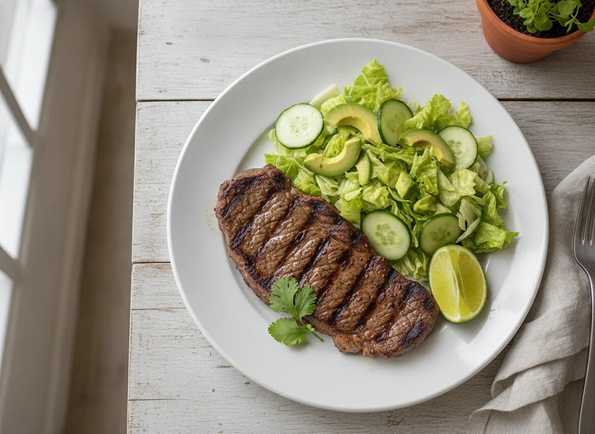 Bistec de res con ensalada photo