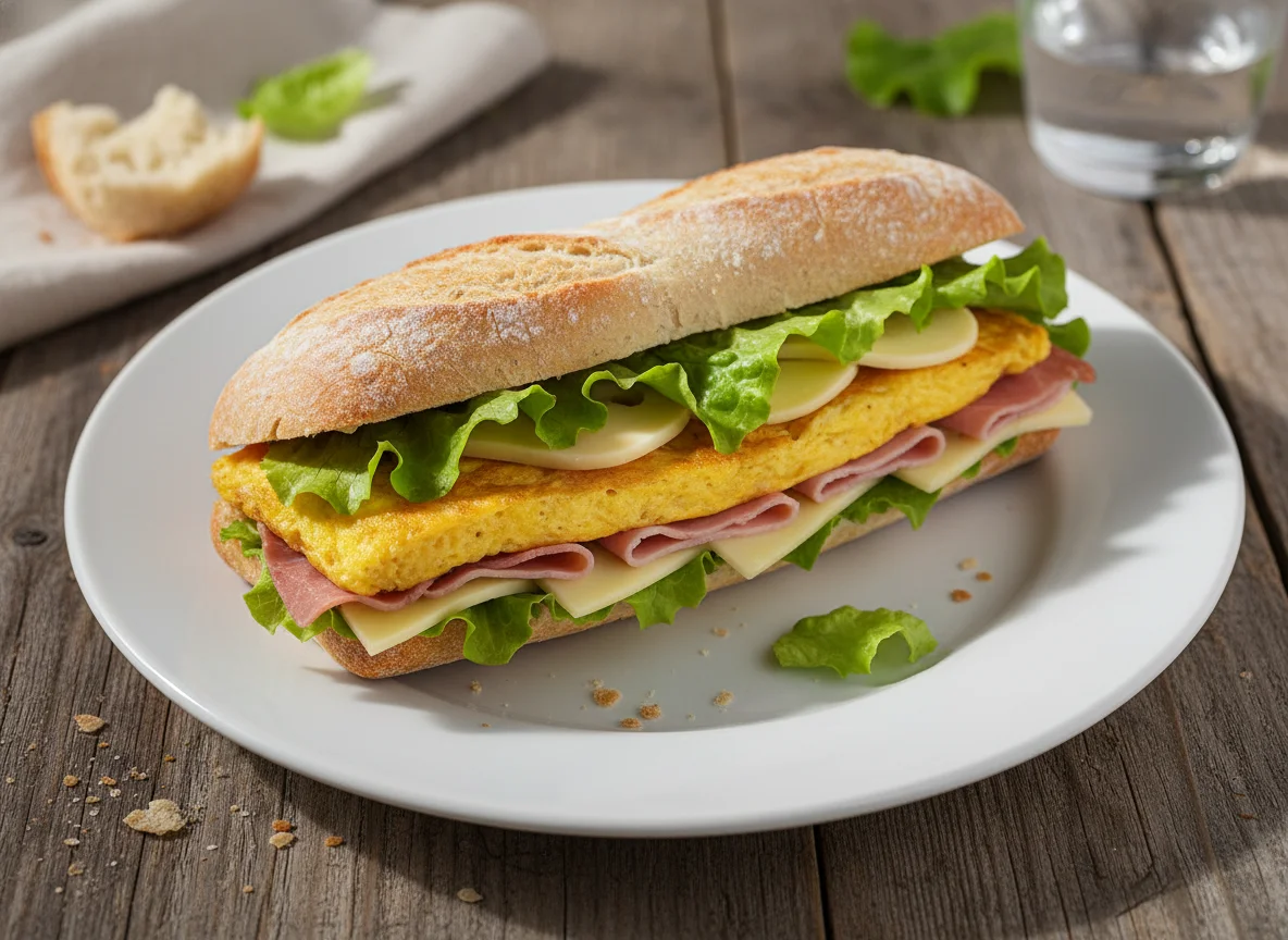 Bocadillo con tortilla y lechuga photo