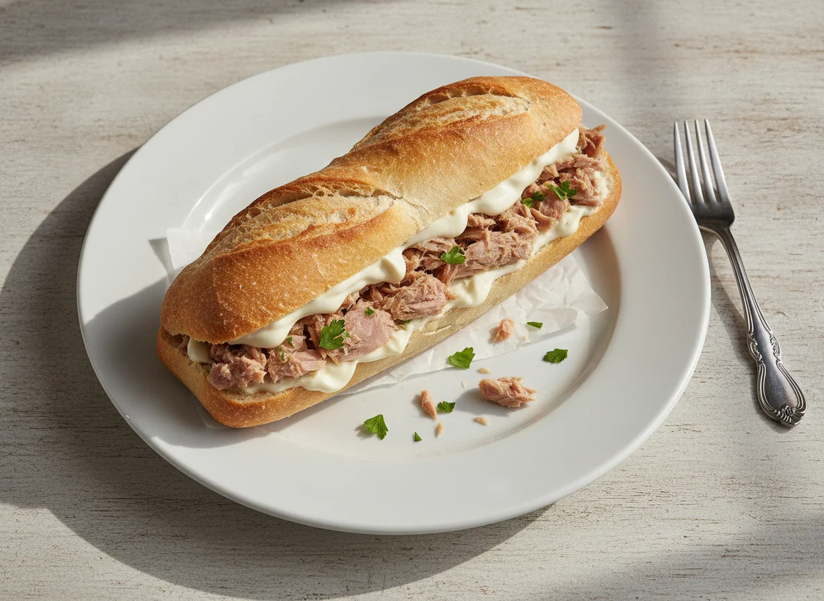 Bocadillo de atún con mayonesa photo