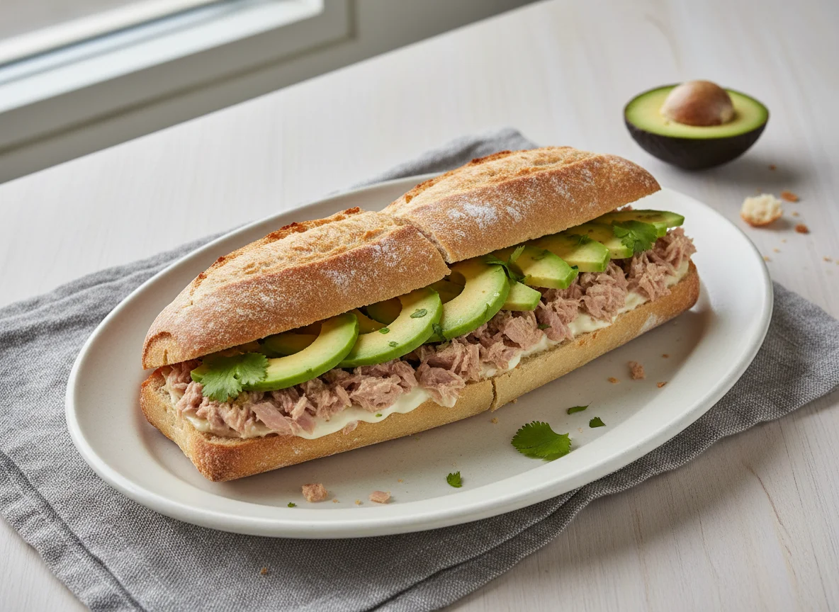 Bocadillo de atún y aguacate photo
