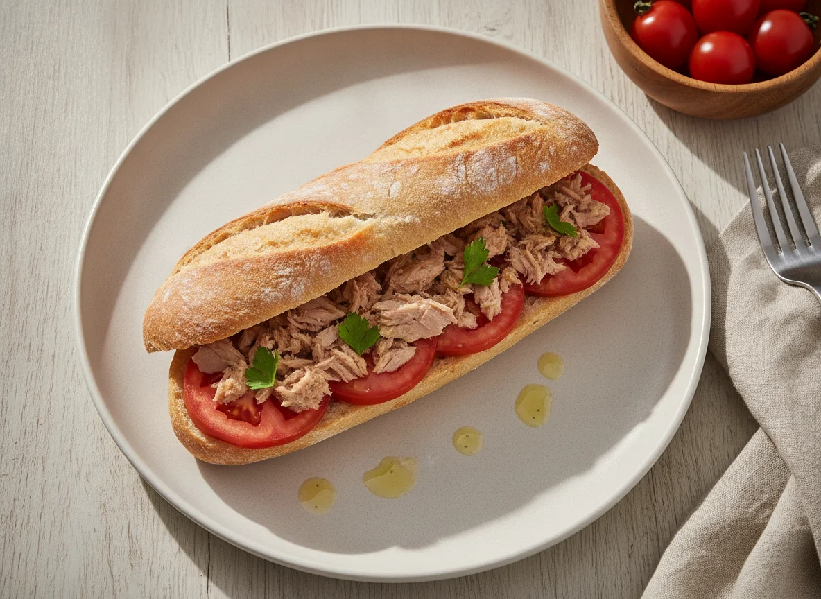 Bocadillo de atún y tomate photo