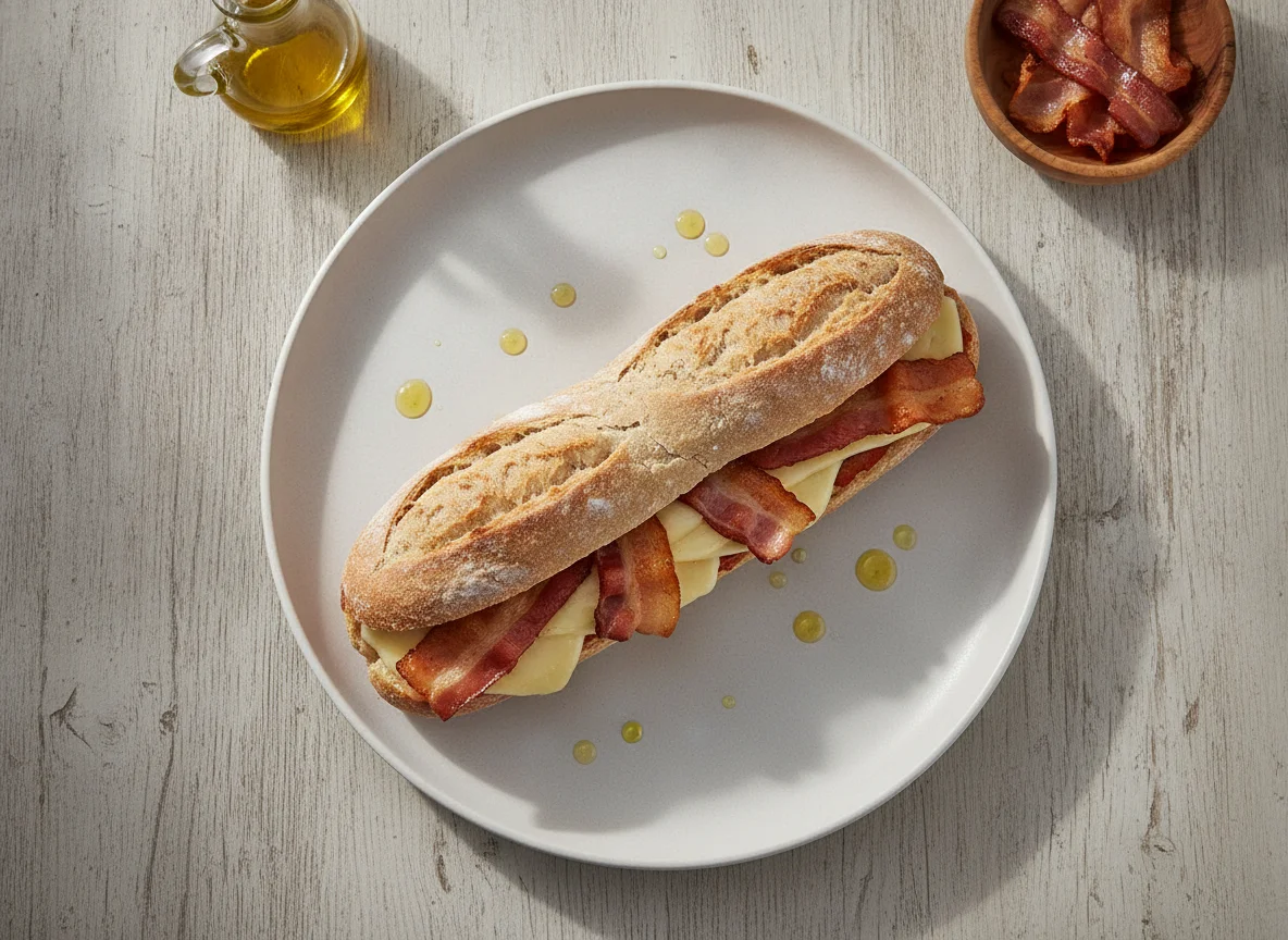 Bocadillo de bacon y queso photo
