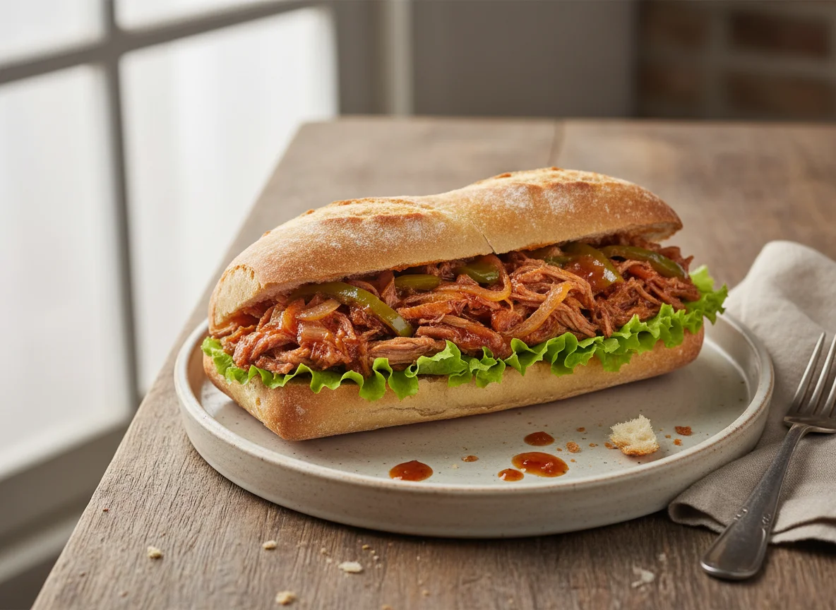 Bocadillo de carne guisada photo