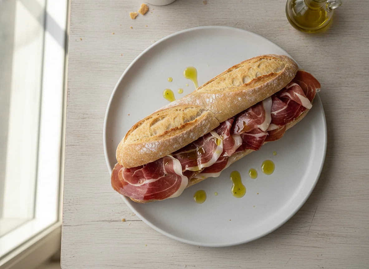Bocadillo de jamón serrano photo