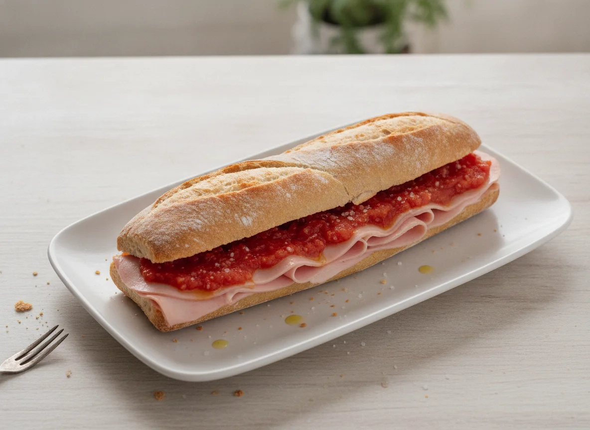 Bocadillo de jamón y tomate photo