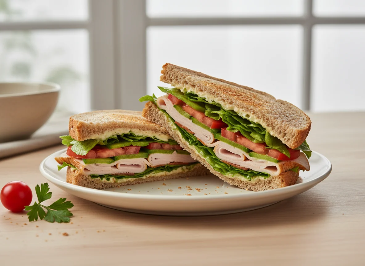 Bocadillo de pavo y verduras photo