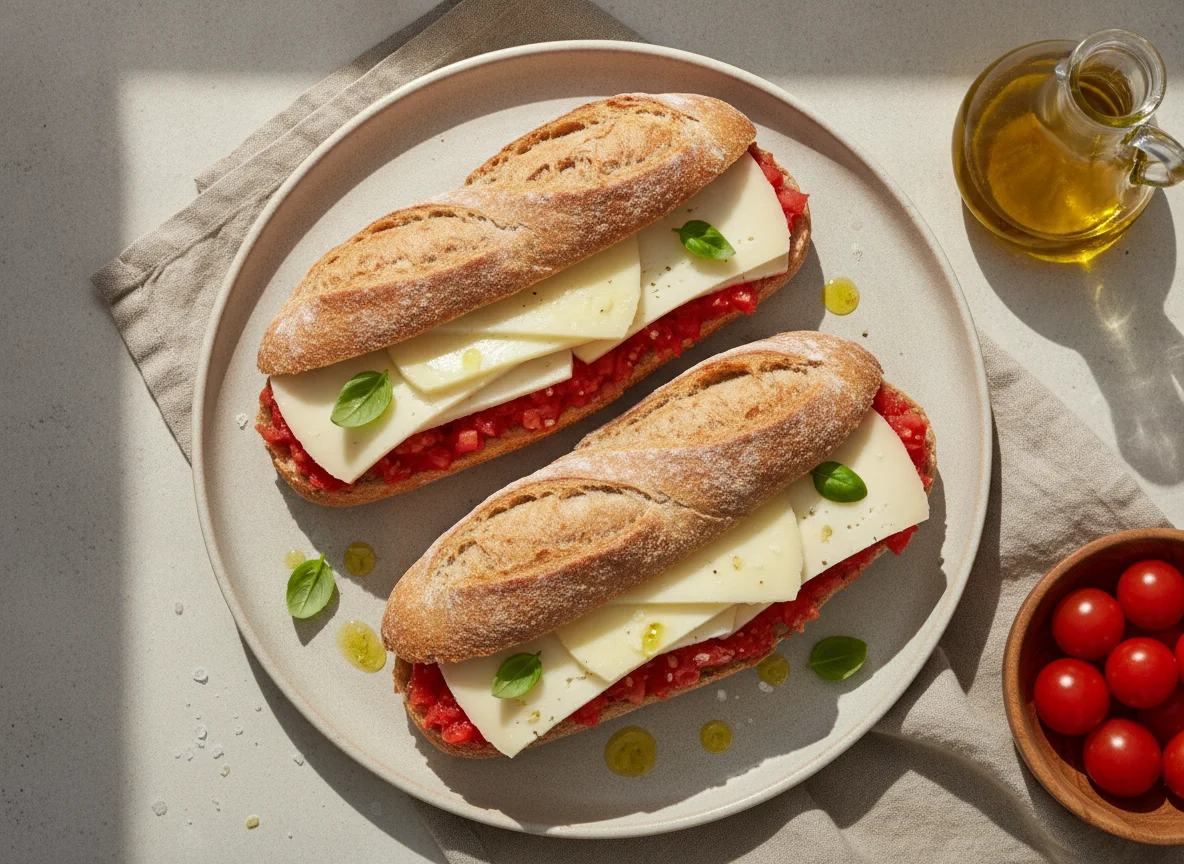 Bocadillo de queso y tomate photo