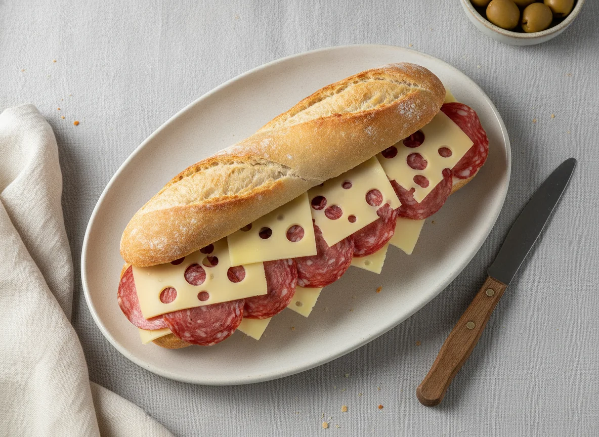 Bocadillo de salami y queso photo