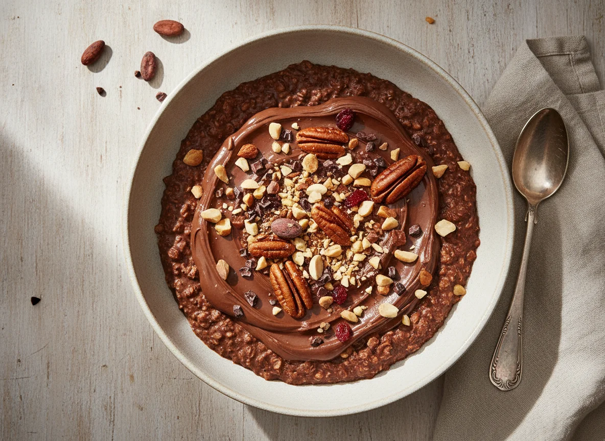 Bol de chocolate con frutos secos photo