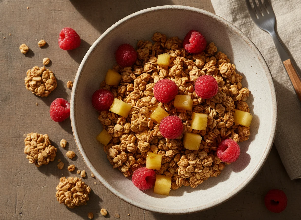Bol de granola con frutas photo