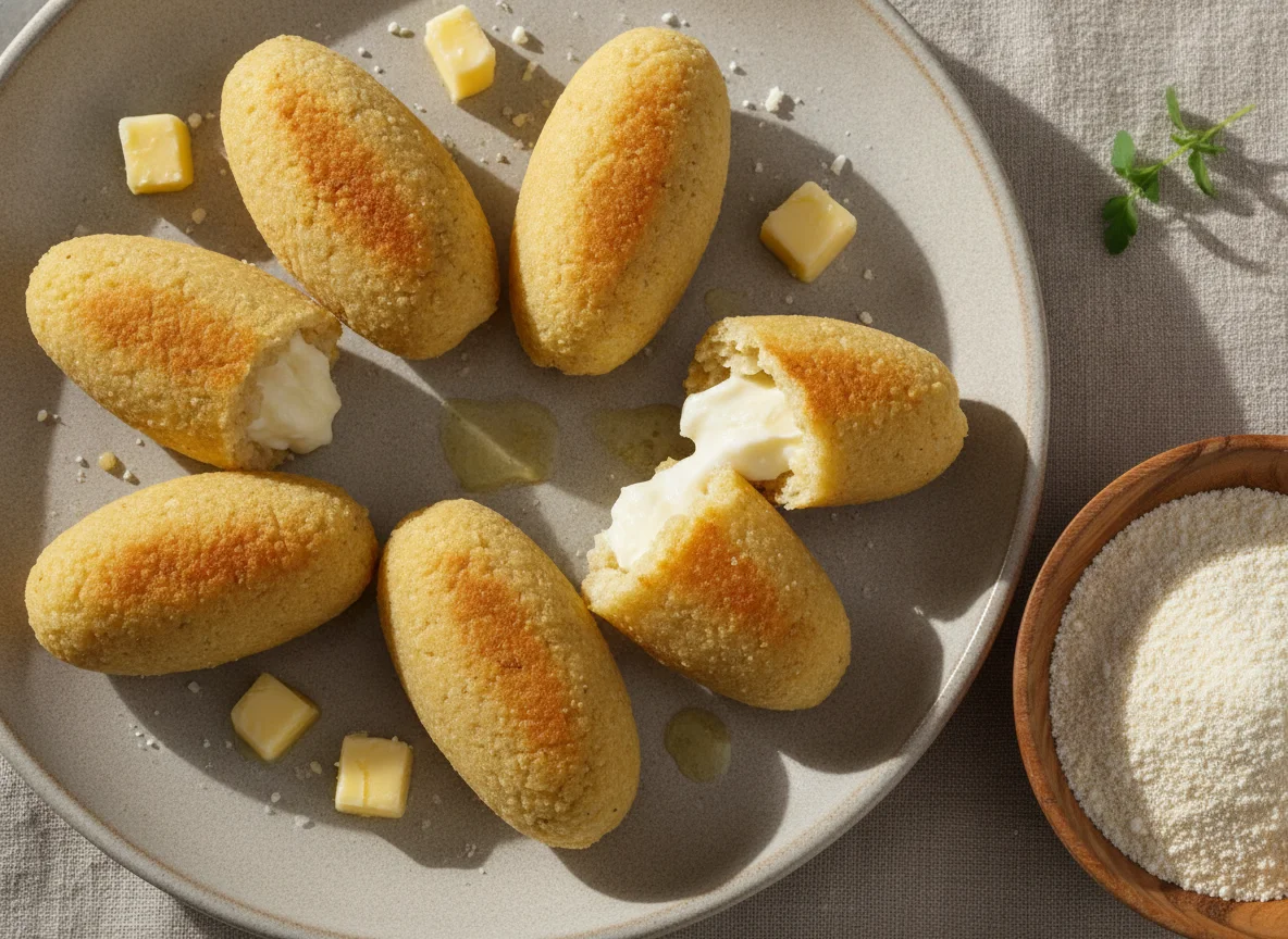 Bollitos de masa de maíz rellenos con queso photo