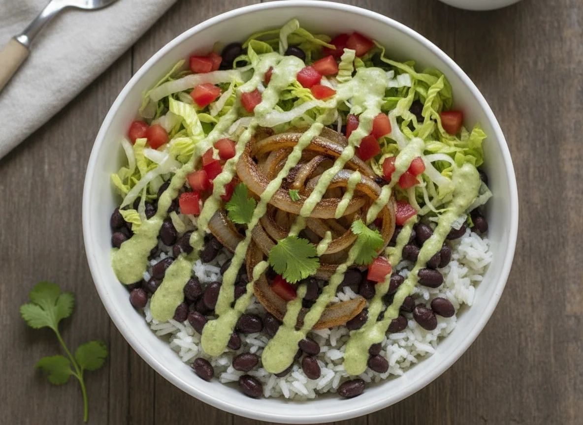 Bowl de Burrito con Arroz y Porotos Negros photo