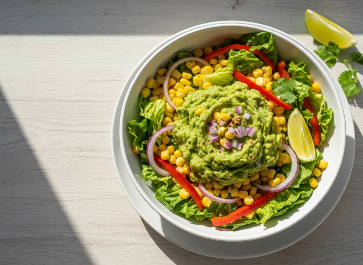 Bowl de ensalada con guacamole photo