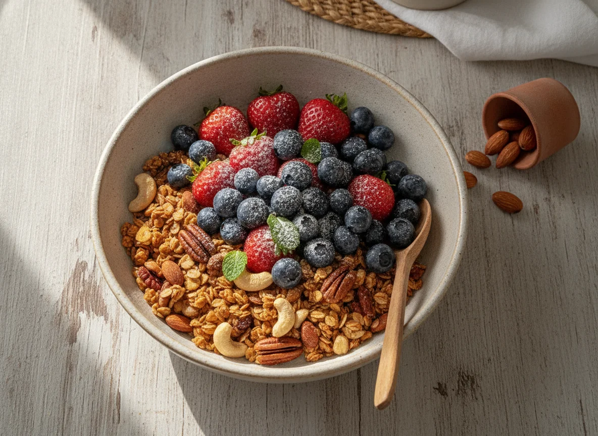 Bowl de granola con frutos rojos photo