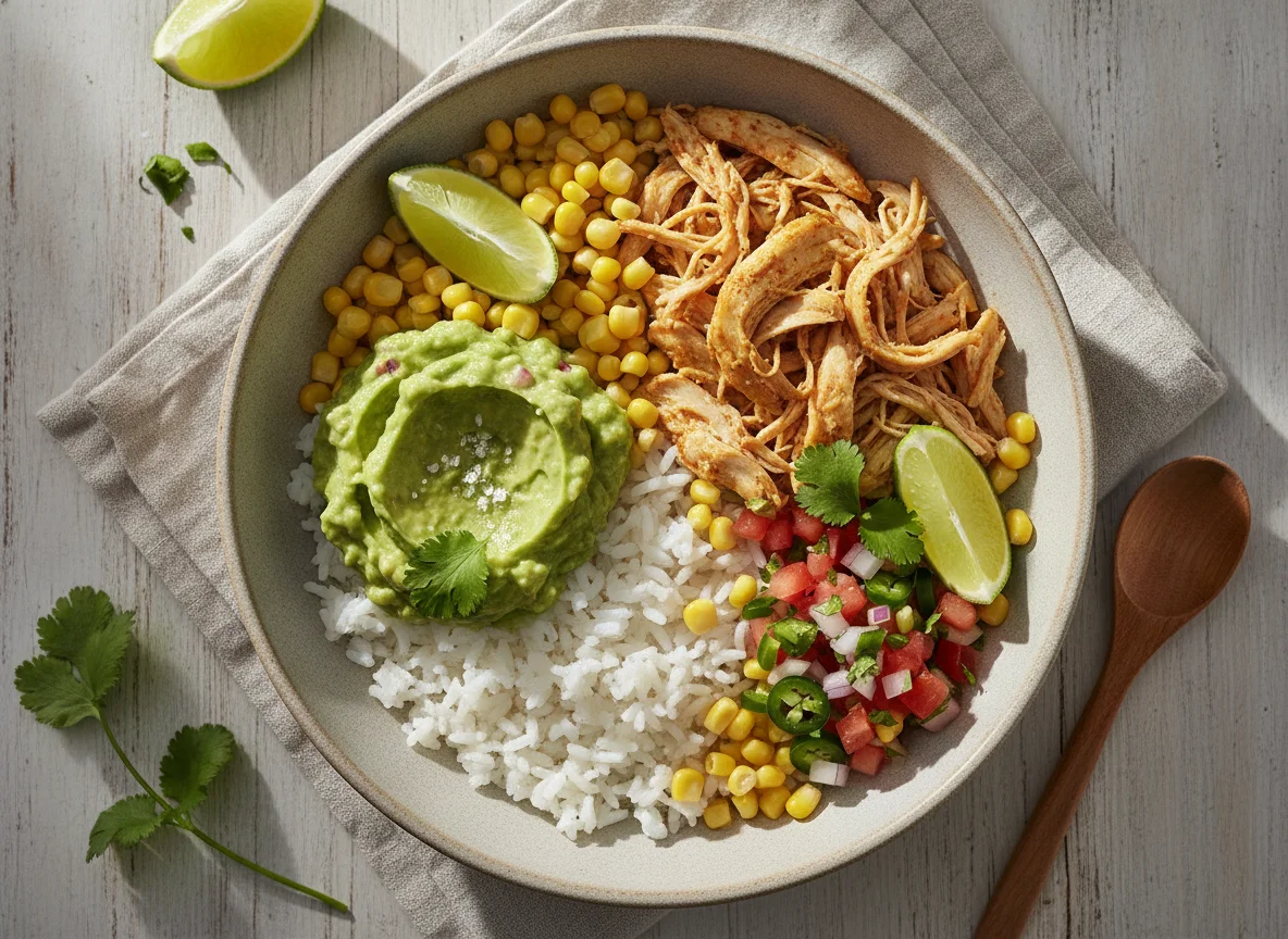 Bowl de Pollo con Arroz y Guacamole photo