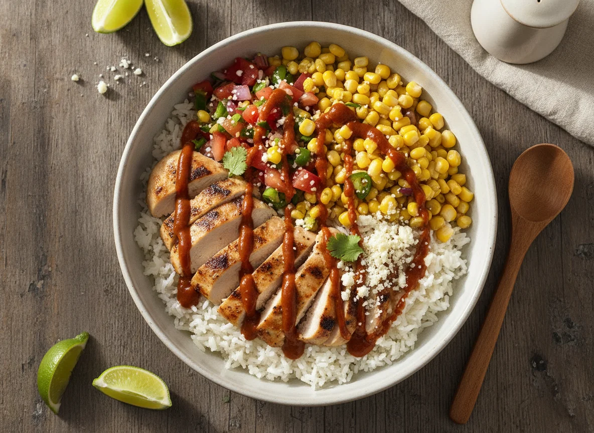 Bowl de Pollo con Maíz y Pico de Gallo photo