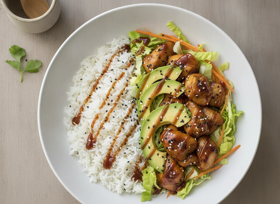Bowl de Pollo Teriyaki con Palta y Arroz photo