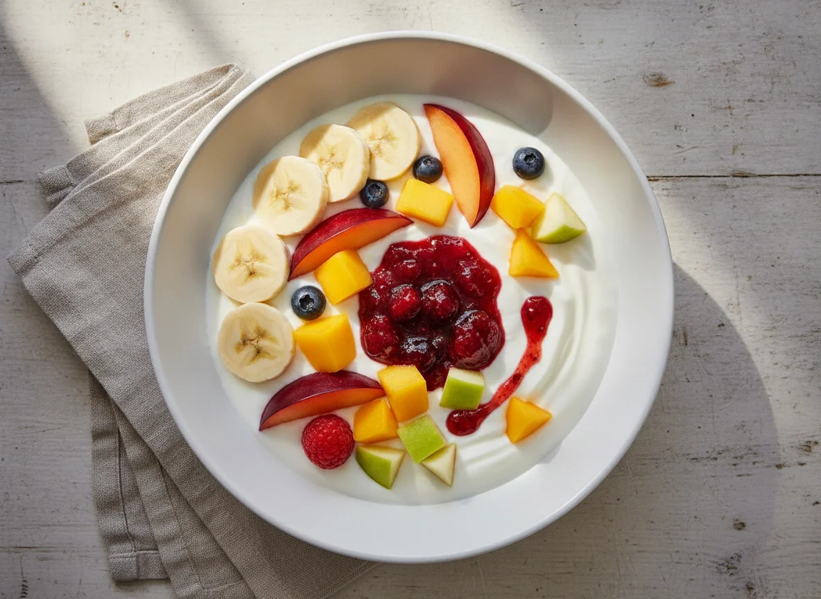 Bowl de yogur con frutas frescas photo