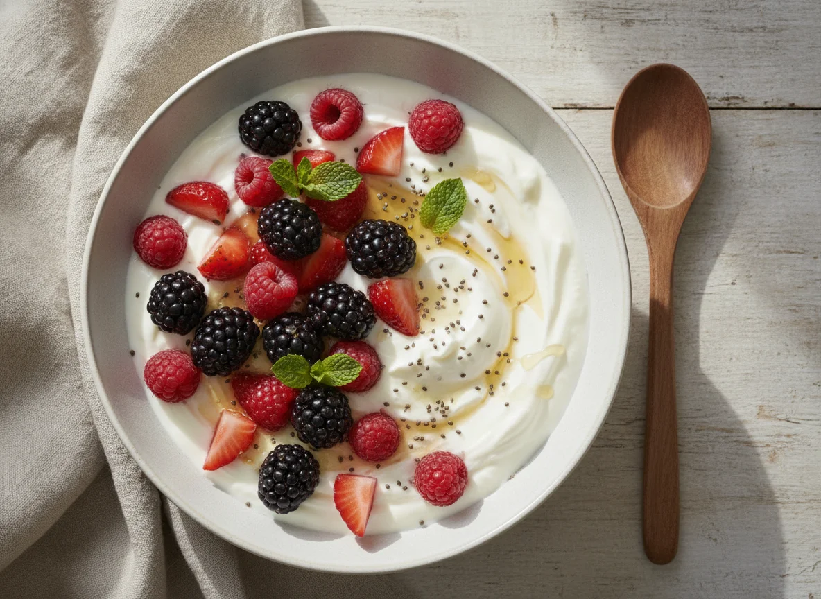 Bowl de yogurt con frutos rojos photo