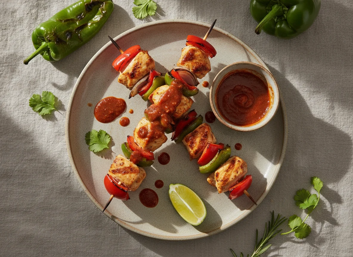 Brocheta de pollo y pimientos photo