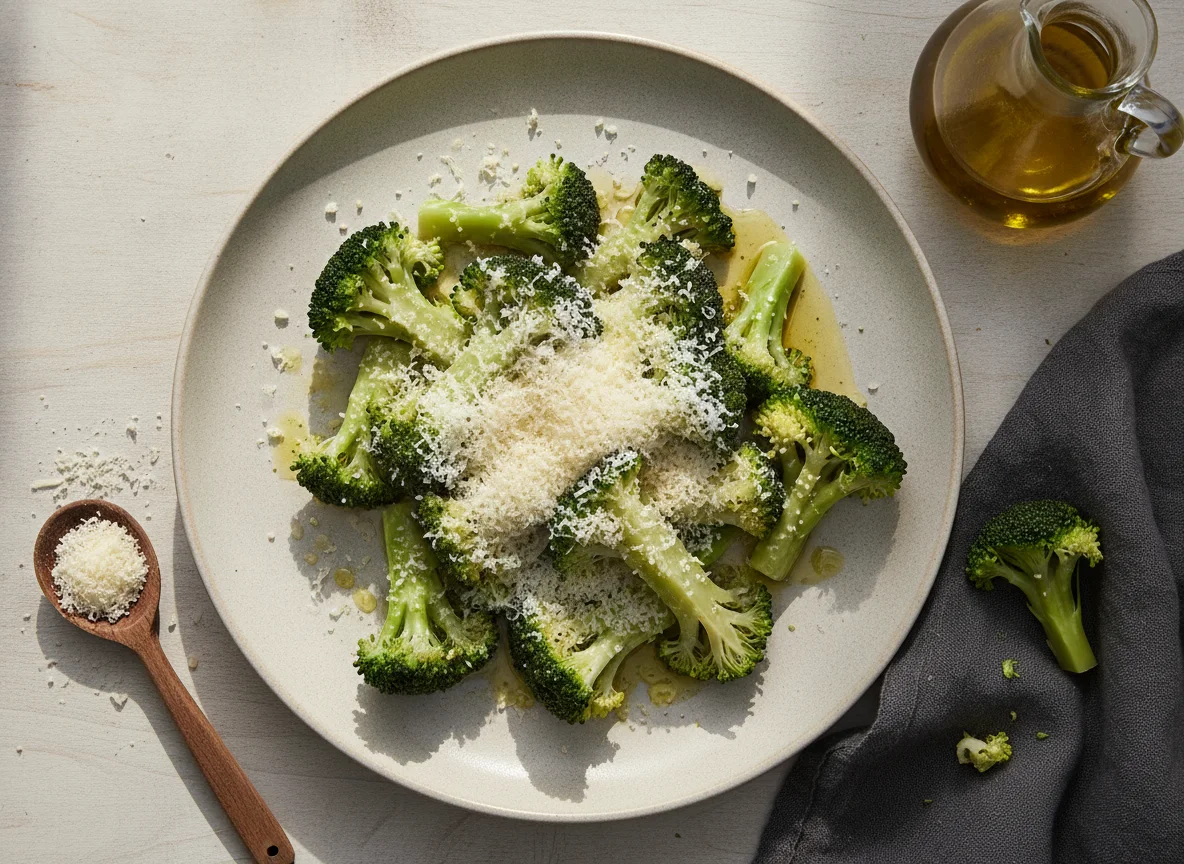 Brócoli con queso y aceite de oliva photo