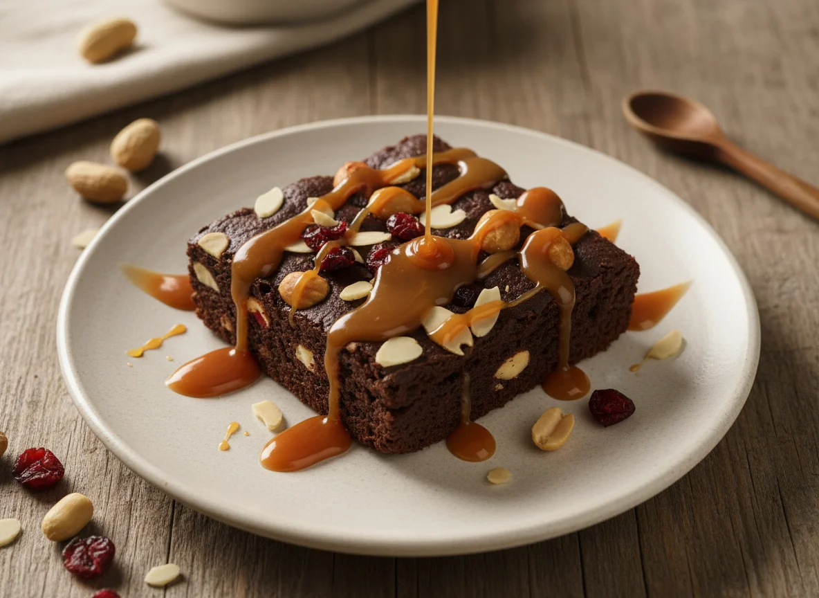 Brownie con frutos secos y arándanos photo
